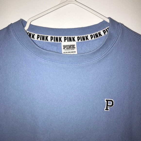 VICTORIA SECRET PINK CREW NECK BABY BLUE SWEATSHIR - Picture 2 of 8